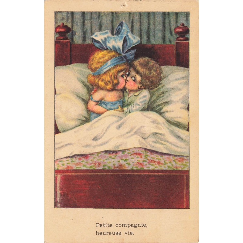 n°29005 - Bertiglia - Petite compagnie, heureuse vie - Couple s'embrassant dans un lit