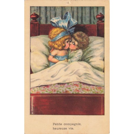 n°29005 - Bertiglia - Petite compagnie, heureuse vie - Couple s'embrassant dans un lit