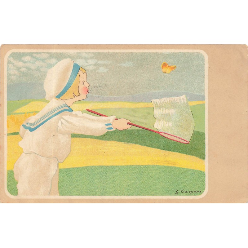 n°29007 - Illustrateur G. Caspari - Garçon chassant un papillon avec son filet