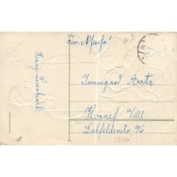 n°29020 - Carte Gaufrée - Prosit Neujahr - Enfants près d'un bonhomme de neige tombé