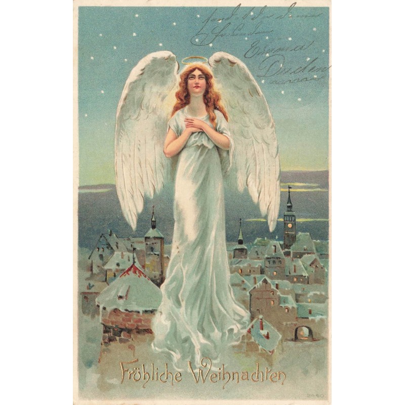 n°29034 - Noël - Fröhliche Weihnachten - Ange gardien priant dans le ciel