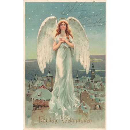 n°29034 - Noël - Fröhliche Weihnachten - Ange gardien priant dans le ciel