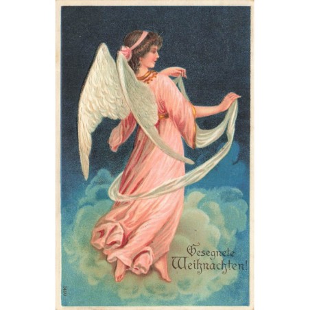 n°29038 - Carte Gaufrée - Noël - Gesegnete Weihnachten - Ange gardien jouant avec un foulard