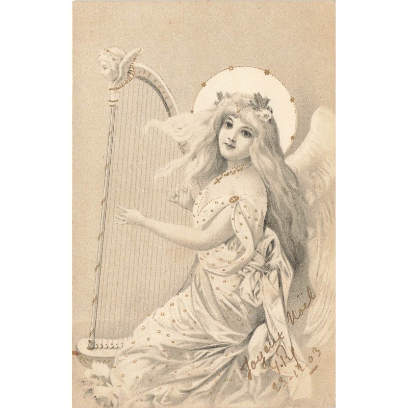n°29049 - Fantaisie - Noël 1903 - Ange jouant de la harpe
