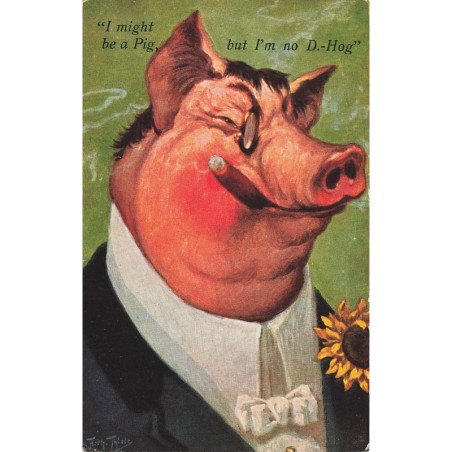 n°29053 - Illustrateur A. Thiele - Cochon habillé fumant un cigare, et avec un  monocle