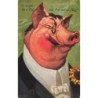 n°29053 - Illustrateur A. Thiele - Cochon habillé fumant un cigare, et avec un  monocle