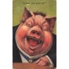 n°29054 - Illustrateur A. Thiele - Cochon habillé riant - Laugh and grow fat