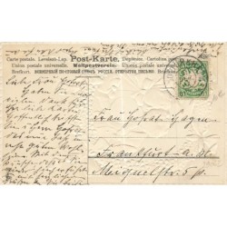 n°29062 - Carte Gaufrée - Nouvel An - MSIB 13793 - Couple dans une couronne de myosotis