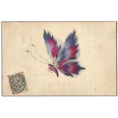 n°13554 - Carte avec des Plumes - Papillon