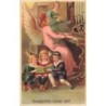 n°29063 - Carte Gaufrée - Gesegnetes neues Jahr - Enfants chantant, accompagnés au piano par des anges