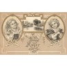 n°29066 - Carte Gaufrée - Clapsaddle - Bonne Année - Deux portraits d'enfants dans des médaillons