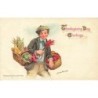 n°29074 - Carte Gaufrée - Thanksgiving Day Greetings - Garçon portant des paniers remplis - Brundage