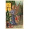 n°29079 - Carte Gaufrée - Noël - Fröhliche Weihnachten - Ange gardien déposant des jouets près d'un sapin