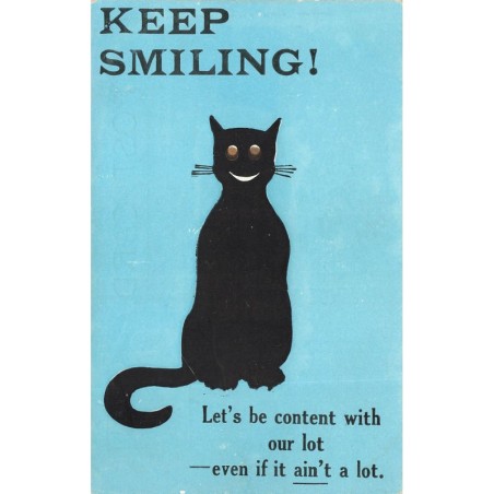 n°29100 - Chat - Keep Smiling - Let's be content with our lot, even if it ain't a lot - Chat noir