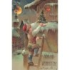 n°29107 - Carte Gaufrée 3742 - Fröhliche Weihnachten - Garçon, sur une échelle, déposant un sapin à une fenêtre
