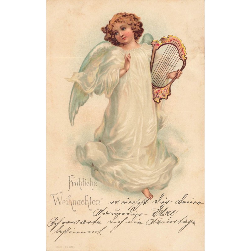 n°29110 - Noël - Fröhliche Weihnachten - Ange tenant une lyre