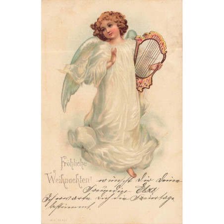 n°29110 - Noël - Fröhliche Weihnachten - Ange tenant une lyre