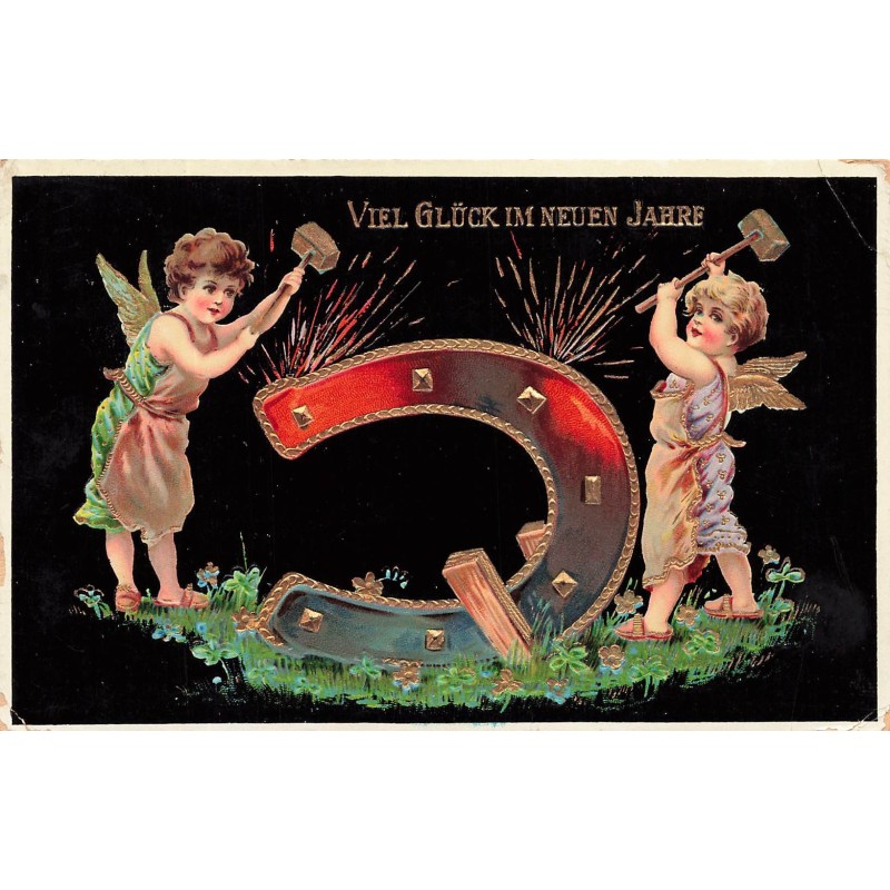 n°29125 - Nouvel An - Viel Glück in Neuen Jahre - Anges forgeant un fer à cheval