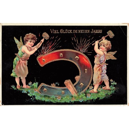 n°29125 - Nouvel An - Viel Glück in Neuen Jahre - Anges forgeant un fer à cheval