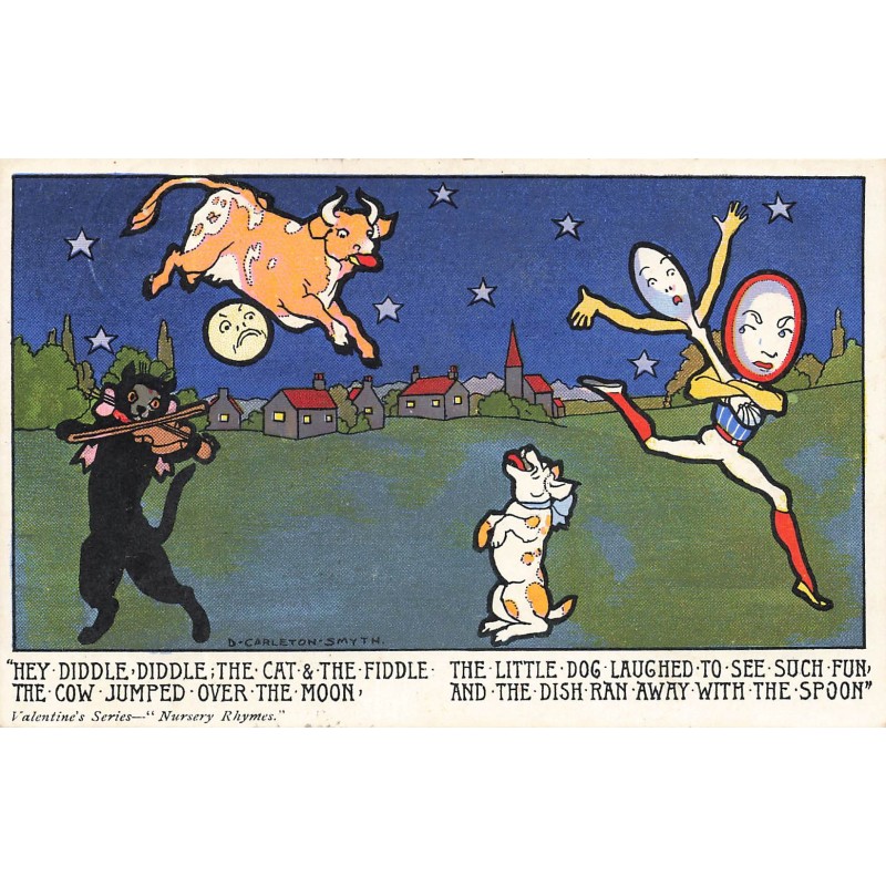 n°29149 - Nursery Rhymes - Hey Diddle Diddle  the cat & the fiddle  the cow jumped over the moon - chat - lune
