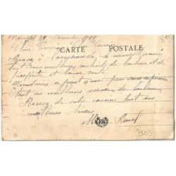 n°29153 - Carte Brodée - Bonne Année -Nacelle d'un ballon rempli de fleurs