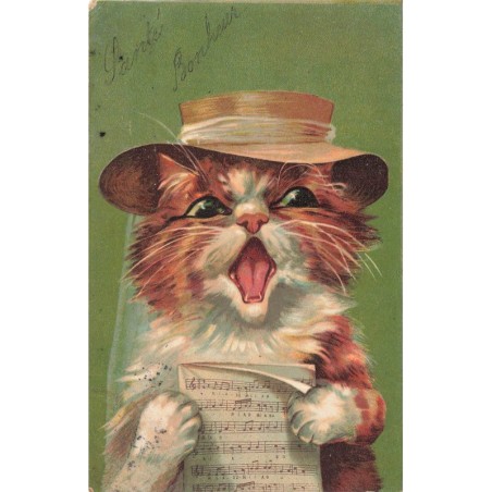 n°29155 - Illustrateur M. Boulanger - Chat chantant, en tenant une partition