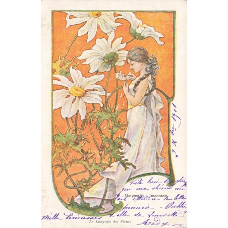 n°29163 - Fantaisie - Art Nouveau - Le langage des Fleurs - Marguerite : Innocence