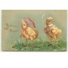 n°13571 - Carte Gaufrée - Joyeuses Pâques - Poussins habillés