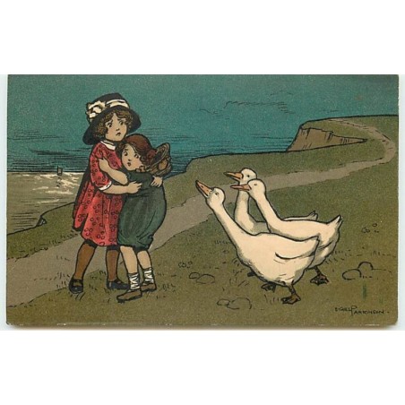 n°10357 - Carte Illustrateur - Ethel Parkinson - Fillettes ayant peur des oies