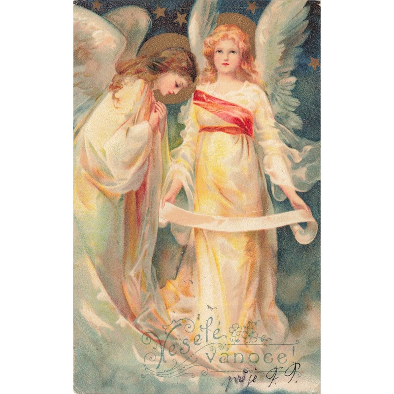 n°29184 - Noël - Clapsaddle -Veselé Vanoce - Deux anges gardiens priant