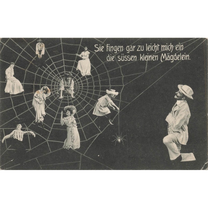 n°29197 - Fantaisie - Surréalisme - Femmes sur une toile d'araignée