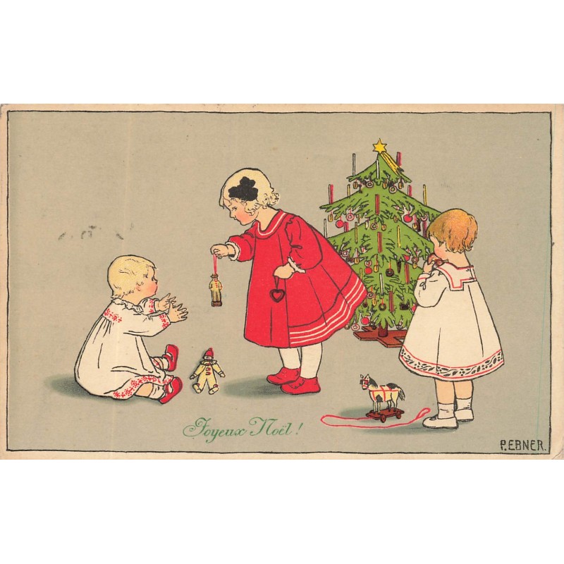 n°29201 - Illustrateur P. Ebner - Joyeux Noël - MM Vienne 693 - Fillette offrant des jouets à un bébé