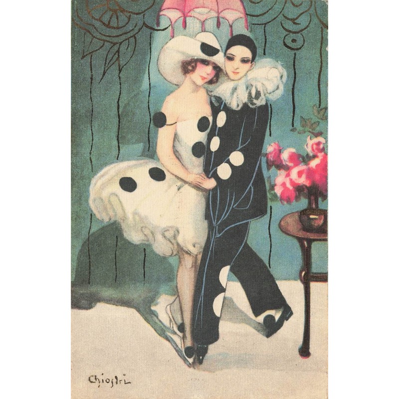 n°29205 - Illustrateur C. Chiostri - Couple d'Arlequin et Colombine