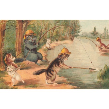 n°29210 - Illustrateur M. Boulanger - Chats pêchant