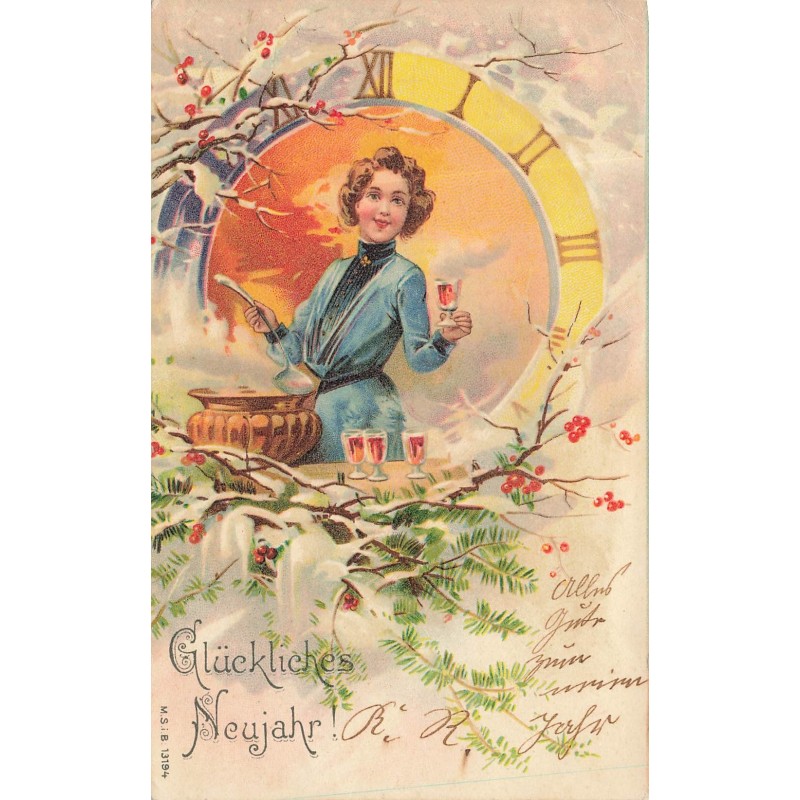 n°29214 - Nouvel An - MSIB 13194 - Glückliches Neujahr - Femme servant du vin chaud