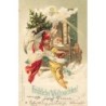 n°29221 - Noël - Fröhliche Weihnachten - Anges gardiens apportant un sapin à une fillette endormie