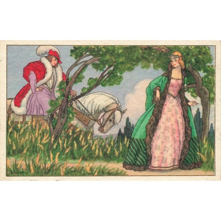 n°29251 - Illustrateur Gobbi - Cavalière s'approchant d'un belle dame