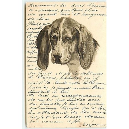 n°13585 - Carte Gaufrée - Tête de Chien