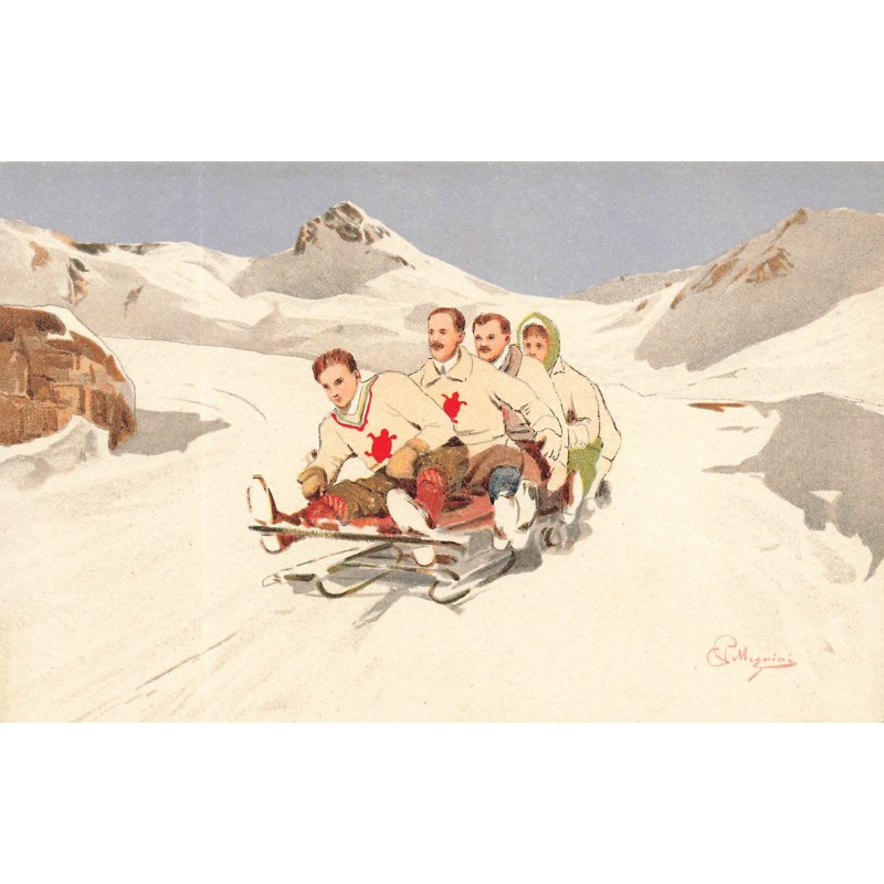 n°29262 - Illustrateur Pellegrini - Groupe sur une luge