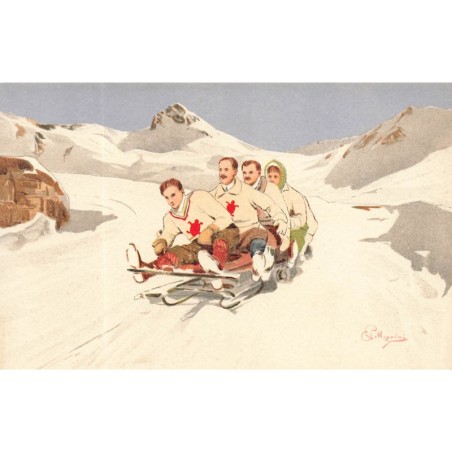 n°29262 - Illustrateur Pellegrini - Groupe sur une luge