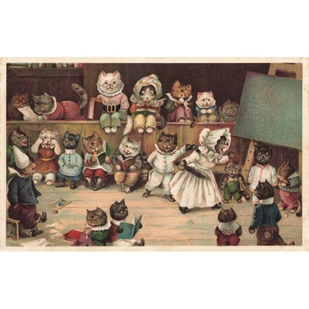 n°29266 - Illustrateur Louis Wain - Une salle de classe - Chats habillés