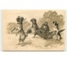 n°13587 - Carte Gaufrée - Chiens portant des valises