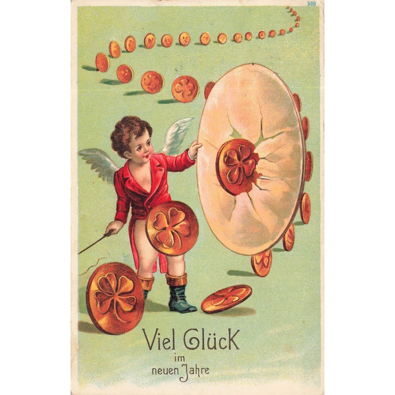 n°29280 - Nouvel An - Viel Glück im Neuen Jahre - Ange domptant des pièces d'or