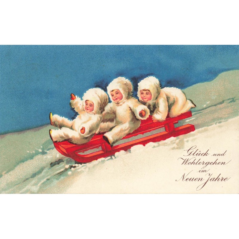 n°29281 - Nouvel An - Glück und Wohetgehen im Neuen Jahre - Enfants sur une luge -Clapsaddle