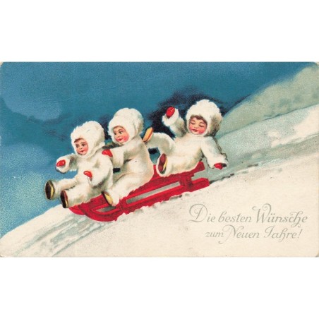 n°29282 - Nouvel An - Die besten Wünsche zum Neuen Jahre - Enfants sur une luge - Clapsaddle
