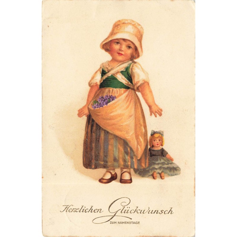 n°29293 - Fantaisie - Clapsaddle - Fillette près d'une poupée