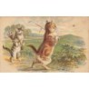 n°29297 - Fantaisie - Deux chats jouant au golf