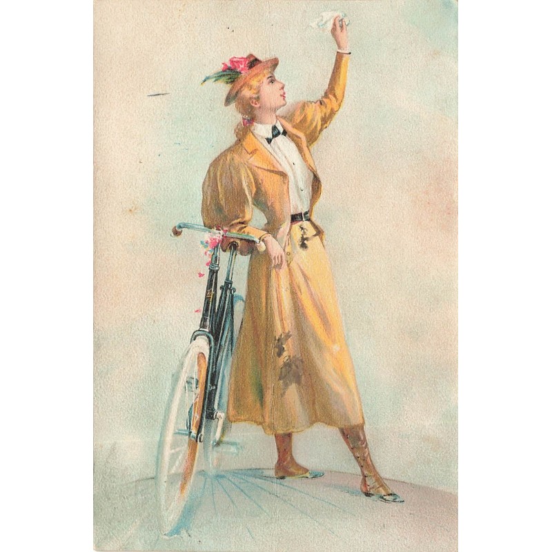 n°29299 - Fantaisie - Jeune femme près d'un vélo