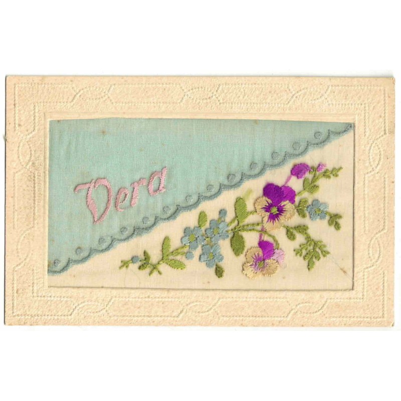 n°29303 - Carte Brodée - Vera - Prénom, Pensées