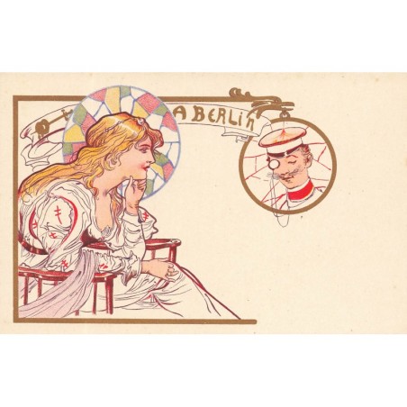 n°29307 - Illustrateur Art Nouveau - A Berlin - Jeune femme regardant un homme portant un monocle